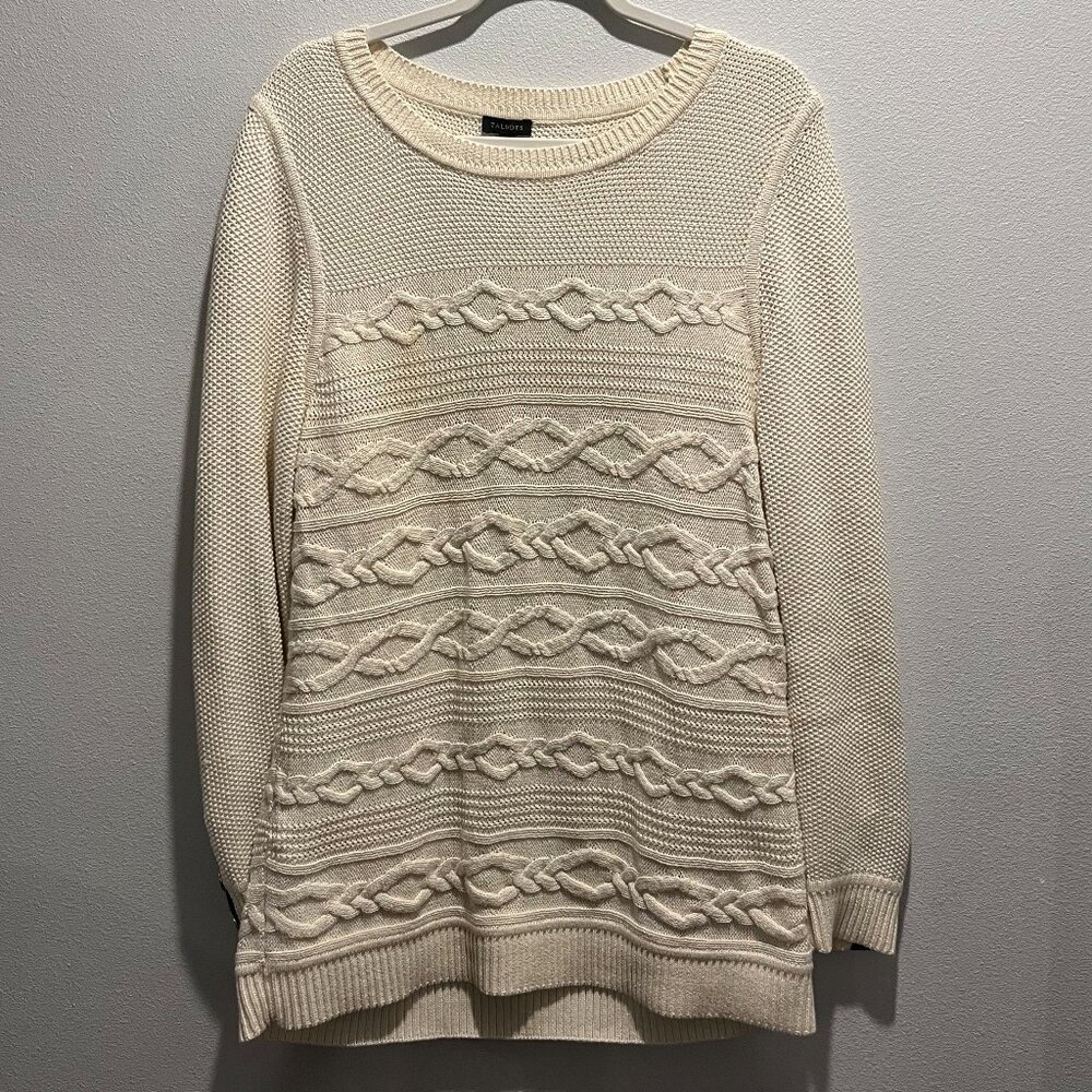 Talbots Ivory Cable Knit Sweater, Women's Large